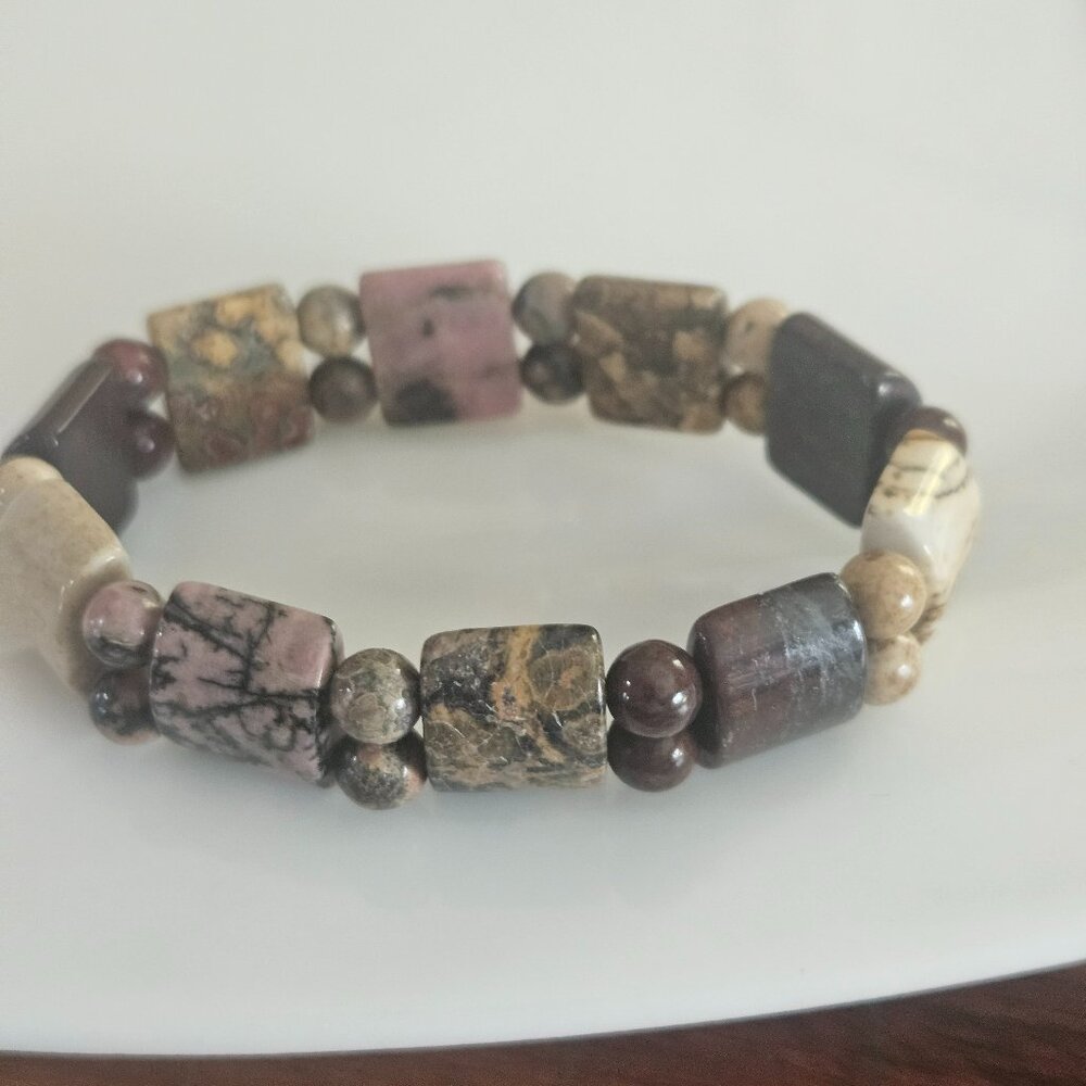 multi gemstone stretch bracelet for strength and courage